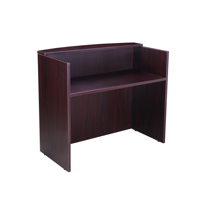 Sahrye Person Rectangle Synthetic Laminate Reception Desk, Mahogany
