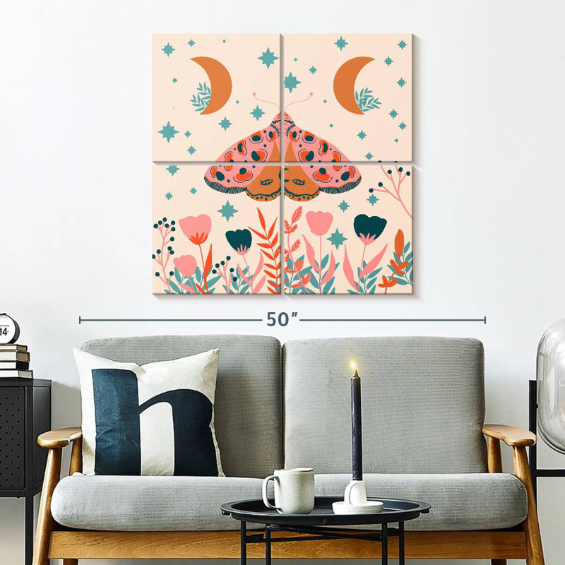 Brampt Moon And Moth, 32" H x 32" W
