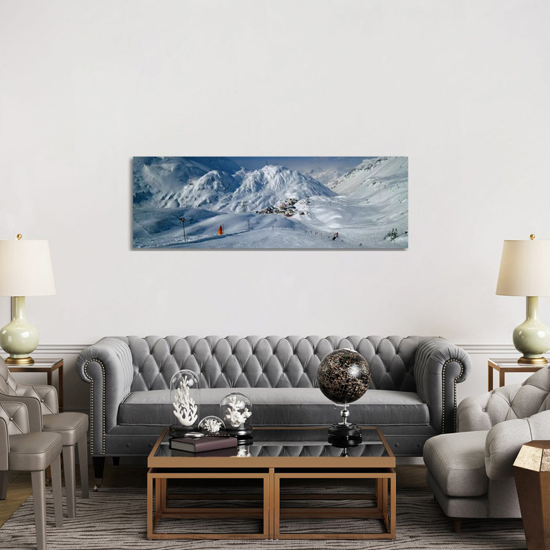 Rear View Of A Person Skiing In Snow, St. Christoph, Austria by Panoramic Images - Wrapped Canvas Panoramic Print