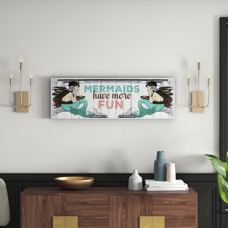 Mermaid Fun - Wrapped Canvas Print, 38cm H x 114cm W x 3.81cm D