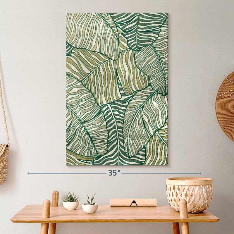 Feuille de bananier à feuilles sur toile, H 30 po x l 20 po x P 1,25 po