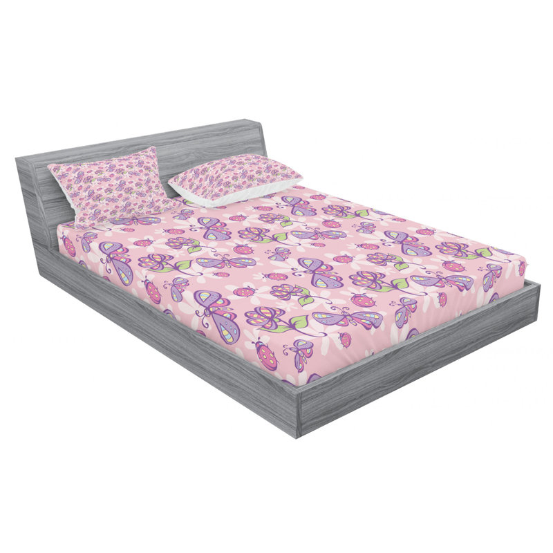 Microfiber Floral Sheet Set, Queen Sheet Set with Fitted Sheet