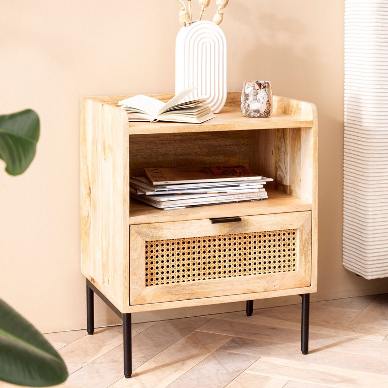 Alikhan 50cm W Metal Bedside Table