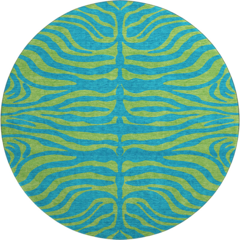 Premium Machine Washable Corum AMF1043 Animal Print Rug, Rond 8 pi