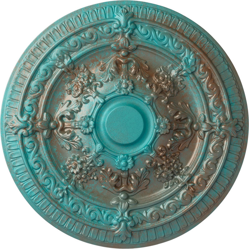 Médaillon de plafond lisse en carton Endurathane, diamètre extérieur de 29 1/8 po x P 1 1/2 po (convient aux auvents jusqu'à 9 1/8 po), finition tortue peinte à la main