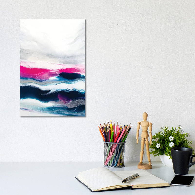 Fuchsia Wave Part 1 par Spell rebond Fine Art - impression d'art graphique, 12" H x 8" W x0.75" D, Toile tendue, Pas de tapis
