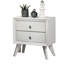 Mobilier de chambre à coucher contemporain: table de chevet 2 en blanc avec bois massif et bronze à texture ondulée, conception d'angle, texture, pieds inclinés pour
