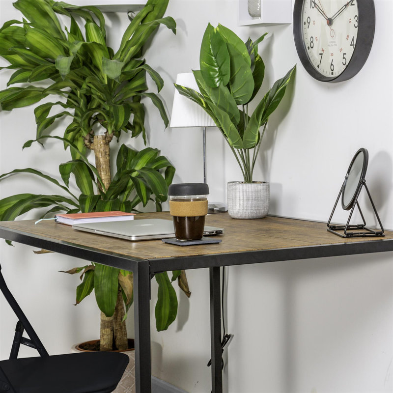 Solid Wood Top Metal Base Writing Desk