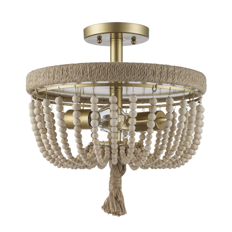 Farnum Solid Wood Semi Flush Mount, 11" H x 14" W x 14" D