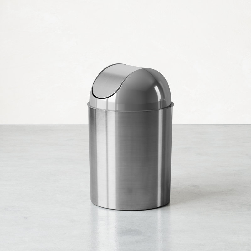Poubelle avec couvercle pivotant Morton, Argent nickel, 2,5 gal