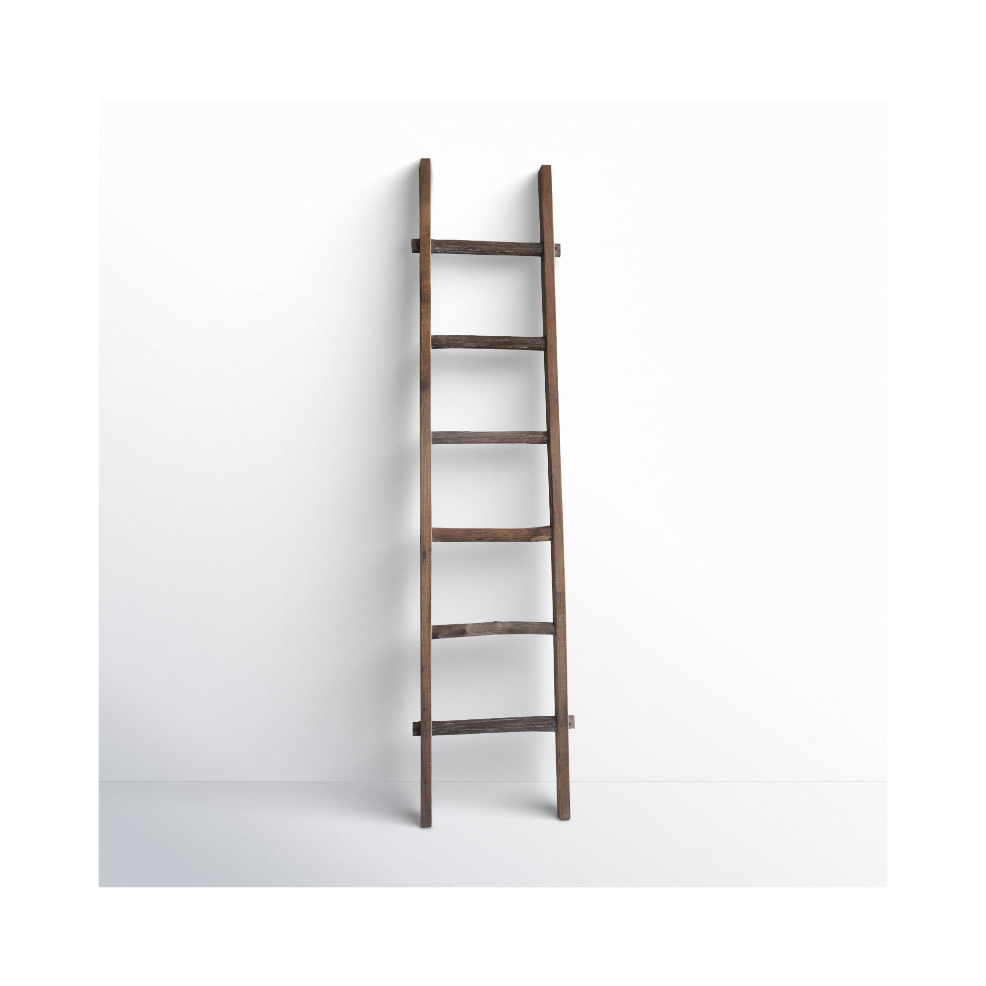 Rustic 6ft Tall Blanket Ladder, Decorative Freestanding Ladder For Storage - 19" x 2" x 76", Dark Brown
