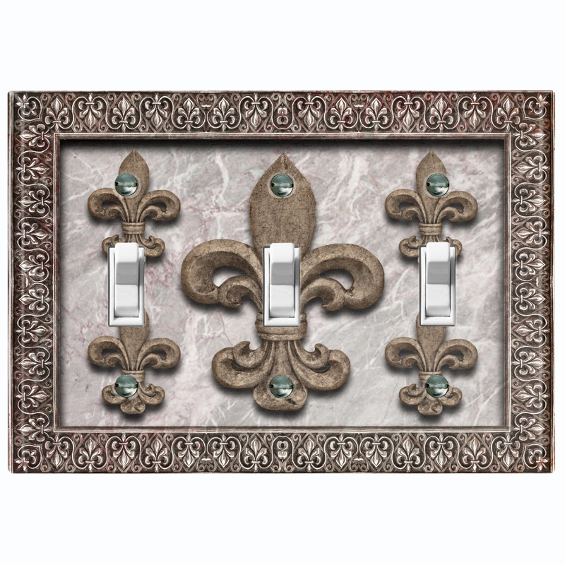 Patterned 3 - Gang Toggle Light Switch Standard Wall Plate, Faded Brown