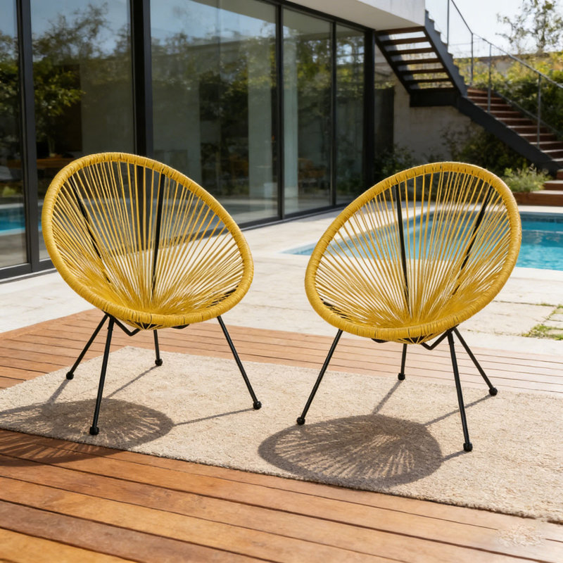 Ensemble de chaise longue de patio, Jaune