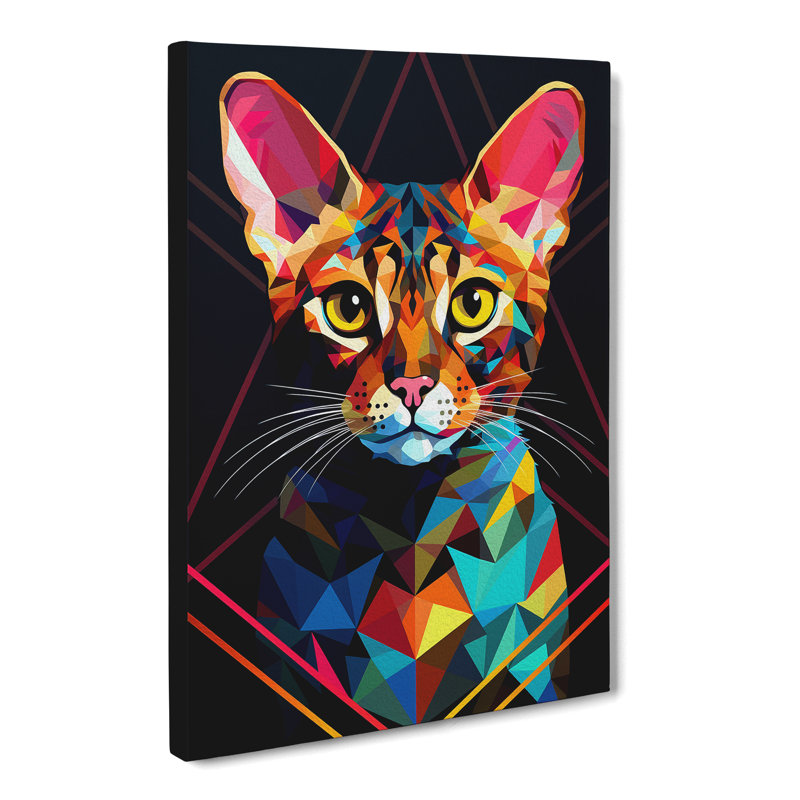 Bengal Cat Geometric - Wrapped Canvas, 50cm H x 35cm W x 3cm D