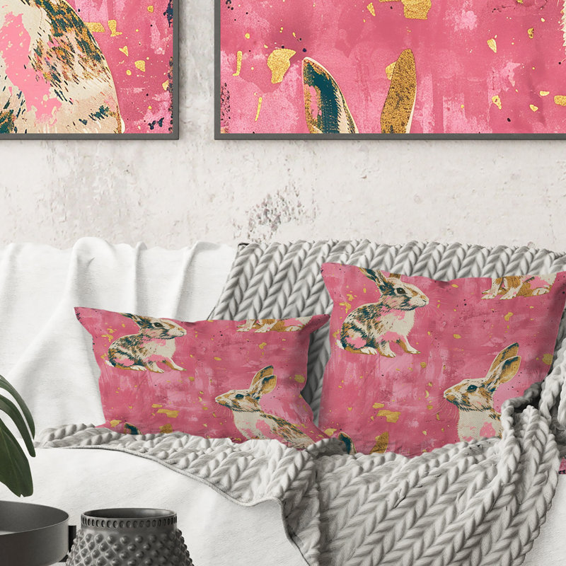 Rabbit Glam - Glam Throw Pillow, 16"H x16"H