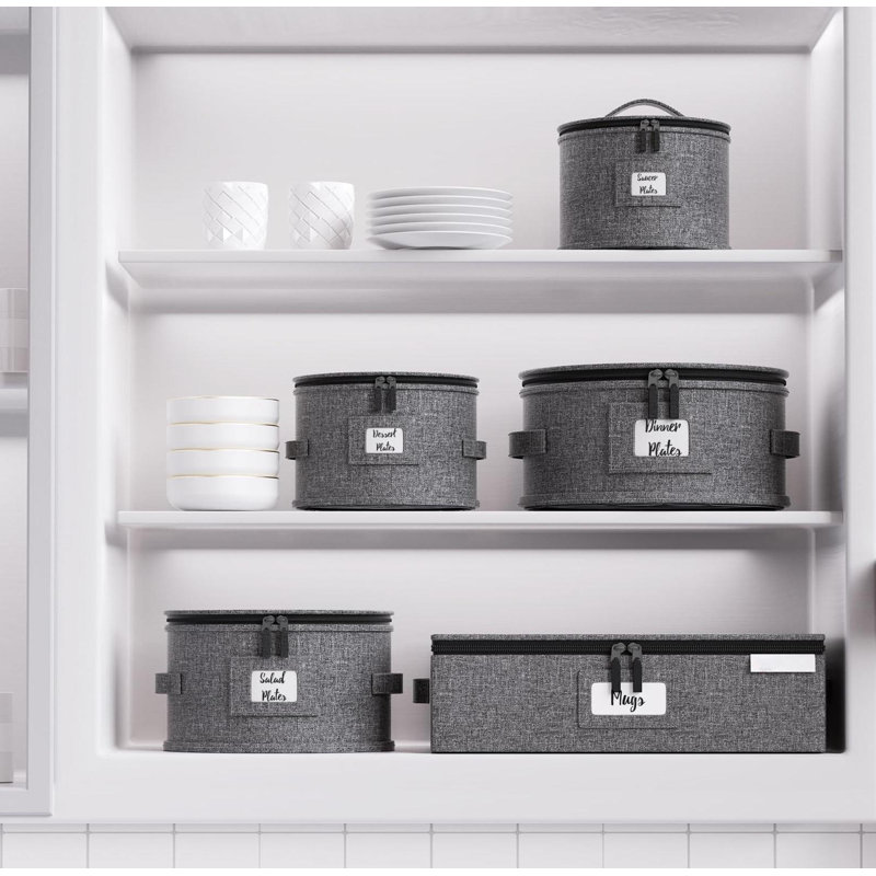 Storage Containers Hard Shell Box For Moving Dishes, Plate, Saucers, Dinnerware, Mugs, For Packing Fine China Storage Containers 5Piece Grey
