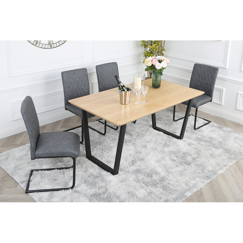 Asfand 4 - Person Dining Set, Grey, Oak