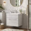 Meuble-lavabo mural avec lavabo, 61 cm (24 po), 1 tiroir, lavabo en céramique blanche brillante à bords épais, sans poignée.