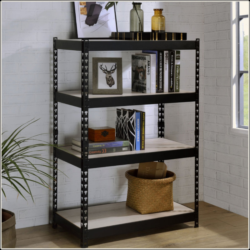 4 Tier Rectangular Bookcase With Adjustable Shelves