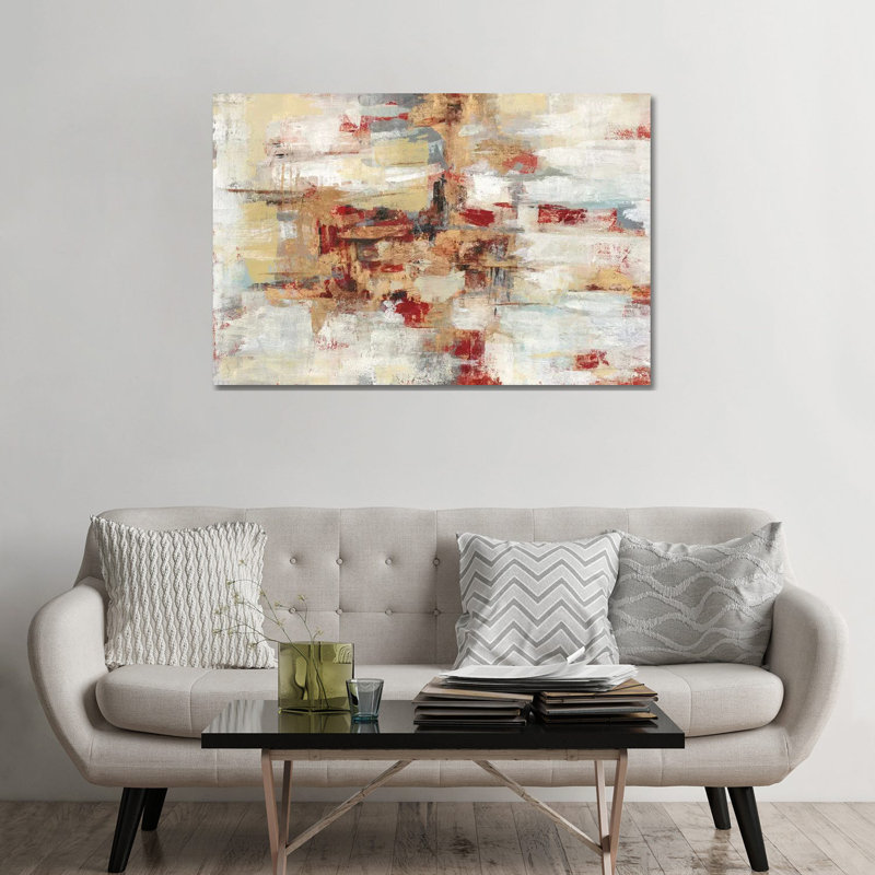 «Old Bridge Reminiscence Red» par Silvia Vassileva - reproduction d'art, H 32 po x l 48 po x P 1,5 po, Toile tendue