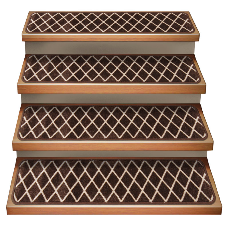 Tapis d'escalier intérieur amovible, Rectangle 9 po x 3 pi, Brun