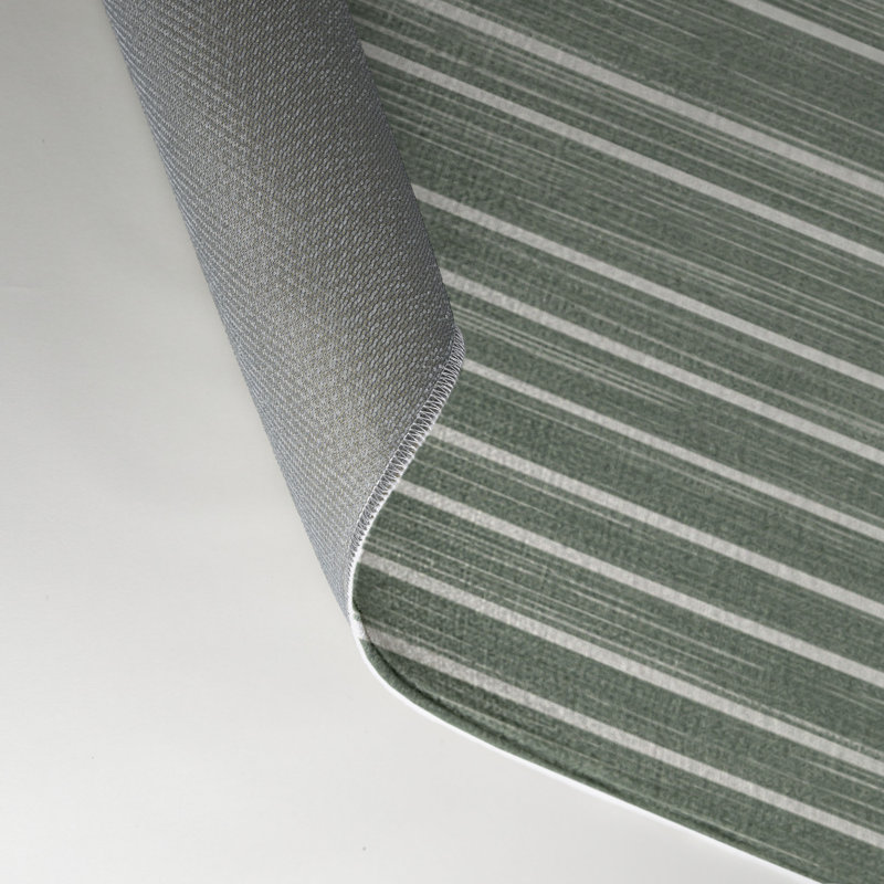 Tapis intérieur / extérieur vert HorizontalStripes, Rectangle 5 pi x 7 pi