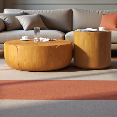 Ensemble de tables basses rondes pour l'intérieur et l'extérieur, ensemble de tables centrales à tambour en grain de bois moderne, imperméable et robuste (sans oxyde de magnésium) pour table de patio, jardin, cour et salon (ensemble de 2)