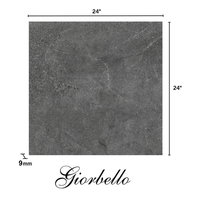 Italian Metalia Porcelain 24"x 24"x 9mm Floor and Wall Tile Case, Black