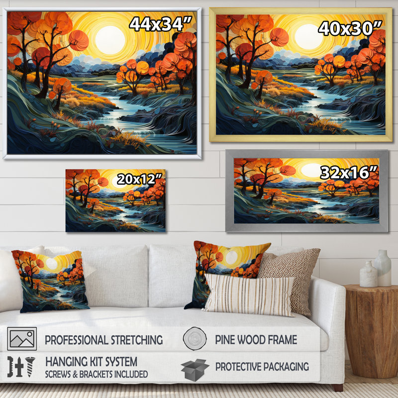 " River Azure Bold II ", 30" H x 40" W x 1.5" D, Wrapped Canvas
