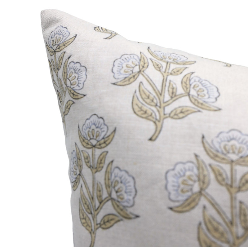 Linen Pillow Cover, 14"H x 14"W, Pink Floral 1, Square