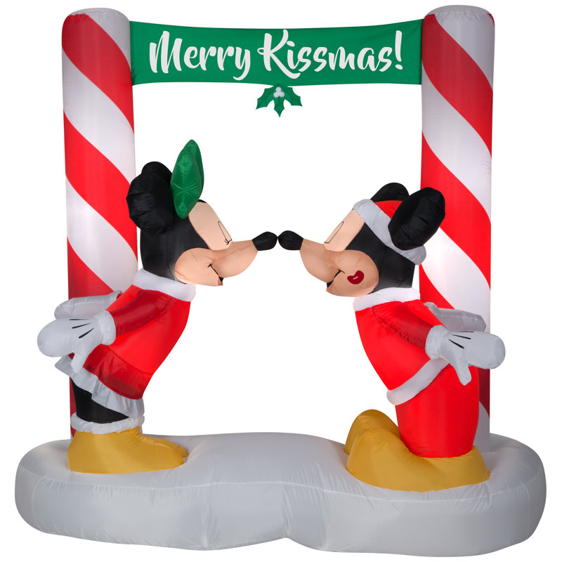 Disney Mickey and Minnie Kissing Under Mistletoe Banner Inflatable