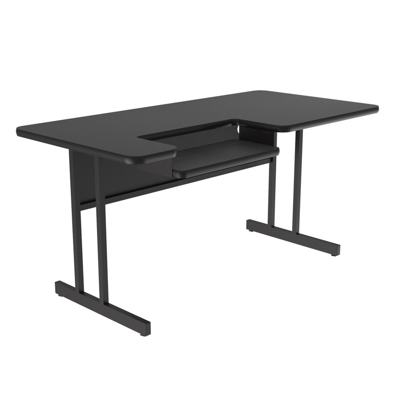 Comptoir en stratifié haute pression à deux niveaux, H 29 po x l 60 po x P 30 po, Noir