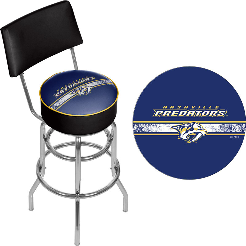 NHL Swivel Upholstered Counter Stool with Metal Frame, Nashville Predators