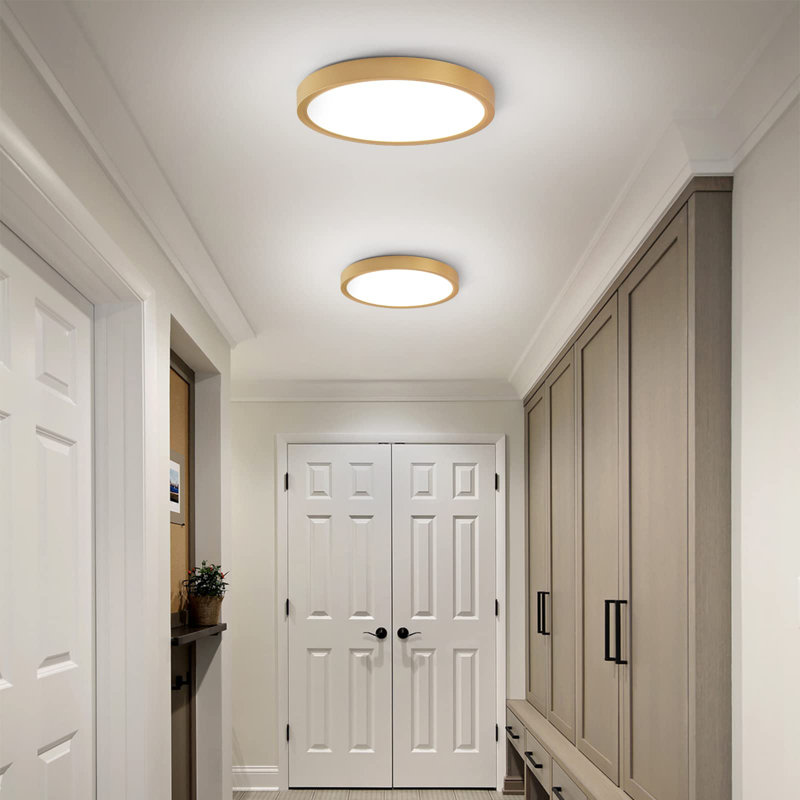 Boncho LED Flush Mount, 0.9" H x 9.06" W x 9.06" D, Gold
