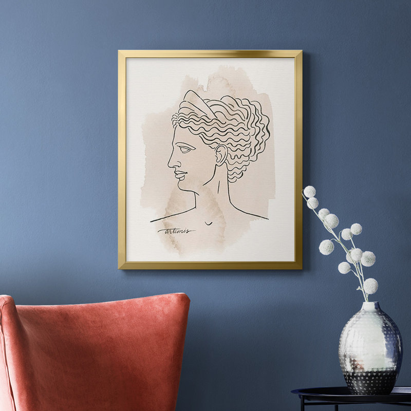 Bustes grecques VI, toile encadrée de qualité supérieure - prête à être accrochée, Or, H 20 po x l 16 po