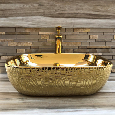 Juvia 13'' Gold Vitreous China Oval Bathroom Sink