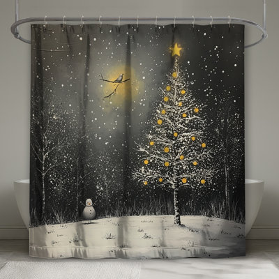 Christmas Shower Curtain -  Holiday Bathroom Decor Scandinavian
