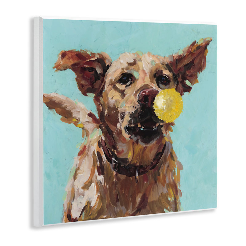 Plaque murale chien jouant avec une balle, design Studio Bautista