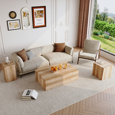 Ensemble de 3 tables basses et tables de bout modernes avec table d'appoint cubique et table d'appoint