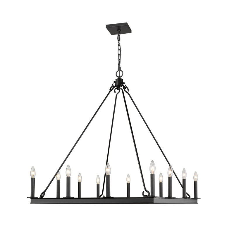 Hogle 12 - Light Dimmable Geometric Chandelier, Matte Black