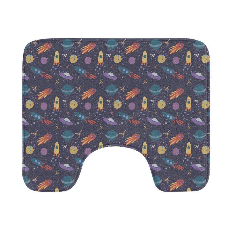 Ambesonne Alien Toilet Mat U-Shape Bathroom Rug 20" x 16" Multicolor