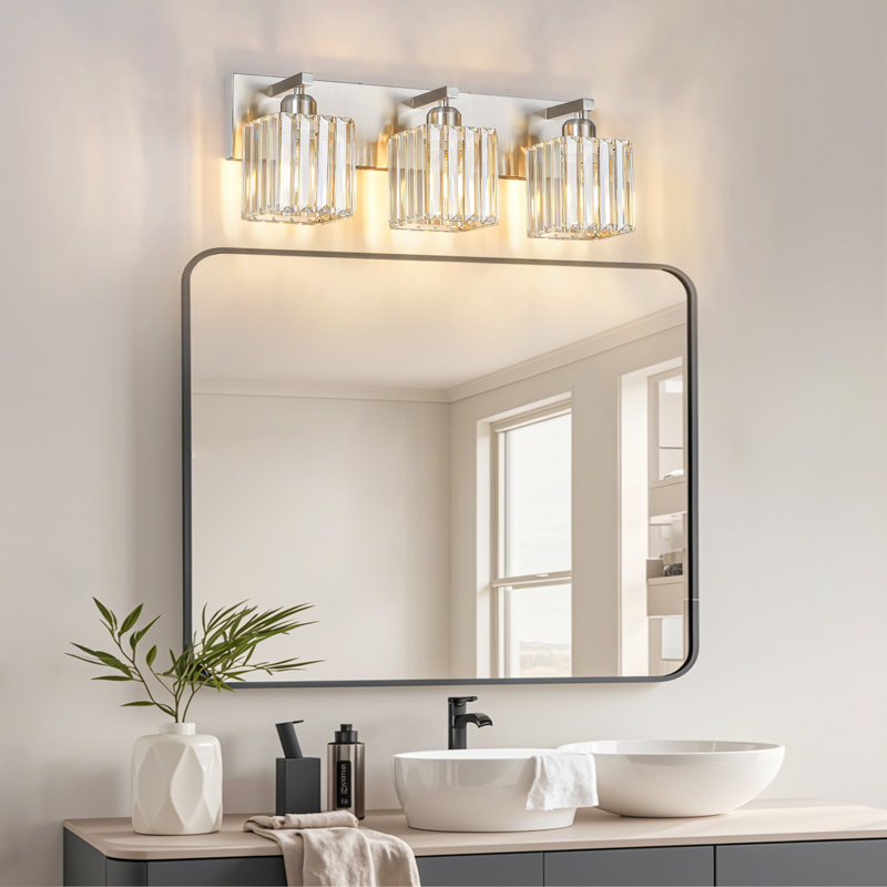 Lanceton Dimmable Vanity Light, 3 Lights, Sand Nickel