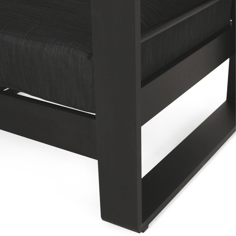 Vibrant Club Chair - Metal & Wood, Water- Cover, Slat Outdoor Aluminum, Cushions, Stable Design, 31.64"w X 26.9"d