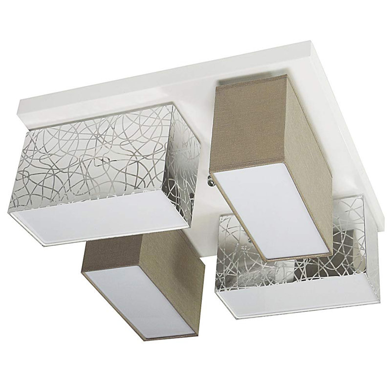 Pasko Fabric Semi Flush Mount, Silver/Cappuccino