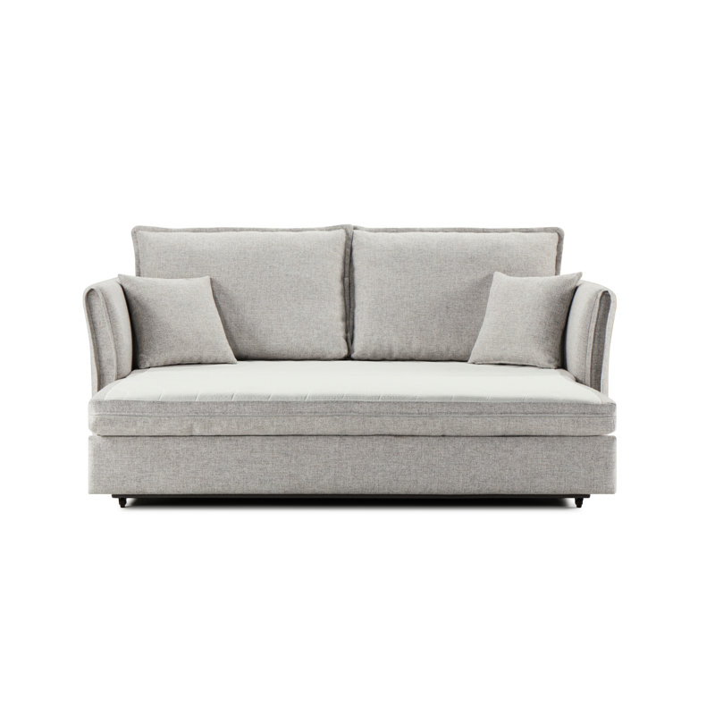 Gray Chenille Sleeper With Robust Inner Storage And Cushions Sectional Practical Grace