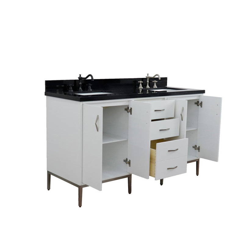 Ensemble de meuble-lavabo double 61 po Aashma, Noir