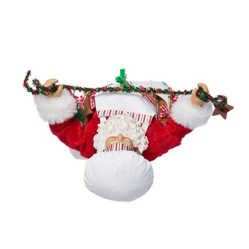 12-Inch Christmas Chef Santa Figurine with Tinsel Garland