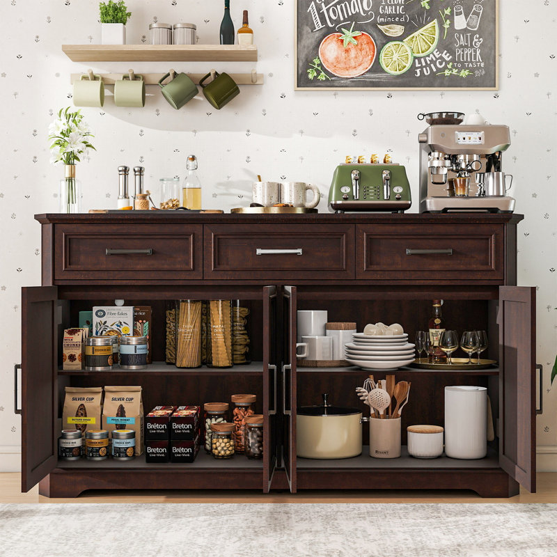 Buffet 64,3 "à 3 tiroirs, Marron foncé