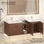 Meuble-lavabo mural 60 po avec comptoir en céramique, portes à fermeture en douceur et tablettes de rangement ouvertes 60 po
