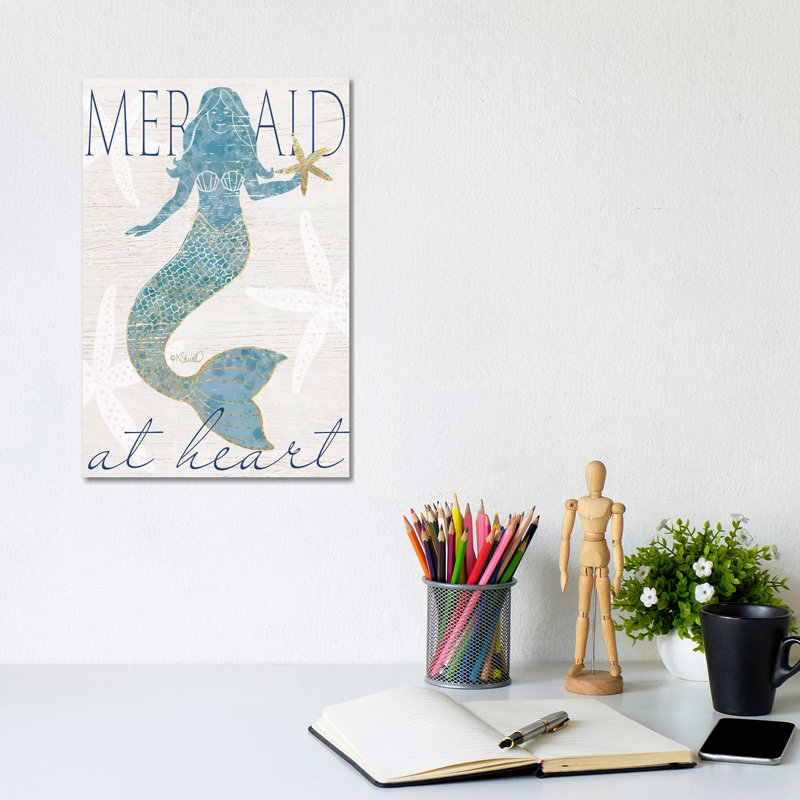 Mermaid at Heart 1 Piece Wrapped Canvas Wall Art, 20.32 cm H x 30.48 cm W